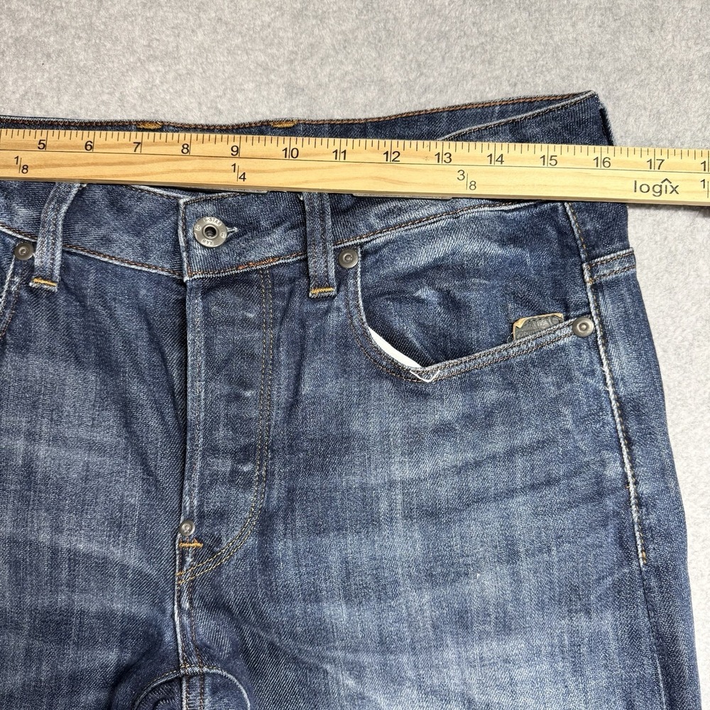G Star Raw Jeans 32x30 Blue Attacc Low Straight Zip Pocket Whiskered Faded Opium - Picture 7 of 11
